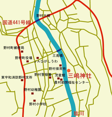 愛媛県野村町三嶋神社近辺地図